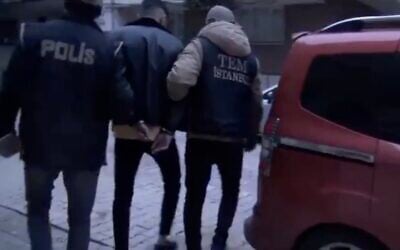 Turkey’s national intelligence organization MIT releases footage of its arrest of alleged Mossad spies on January 2, 2024. (Screen capture/X)