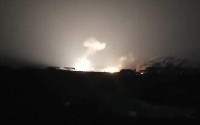 A strike on Houthi rebel sites in Yemen on January 12, 2024. (Screen capture/X) A strike on Houthi rebel sites in Yemen on January 12, 2024. (Screen capture/X)