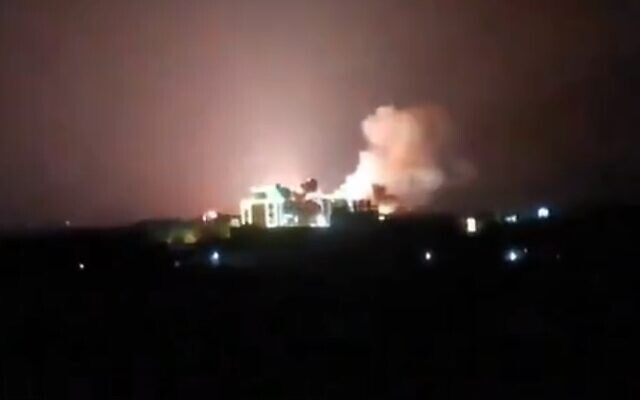 A strike on Houthi rebel sites in Yemen on January 12, 2024. (Screen capture/X)