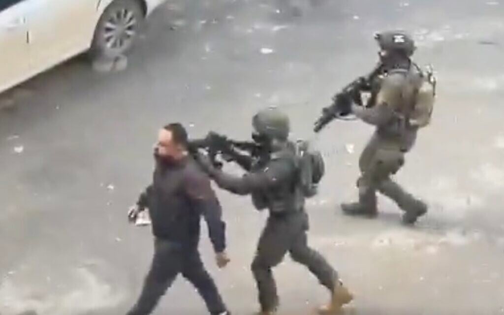 An IDF raid in the West Bank village of Dura on January 15, 2024. (Screen capture/X)