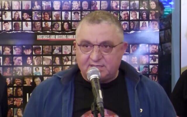 Daniel Elgarat speaks at a press conference in Tel Aviv on January 18, 2024. (Screen capture/Facebook) Daniel Elgarat speaks at a press conference in Tel Aviv on January 18, 2024. (Screen capture/Facebook)
