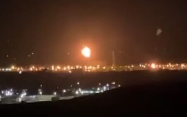 An explosion at the Khor Mor gas field in Iraq on January 25, 2024. (Screen capture/X)