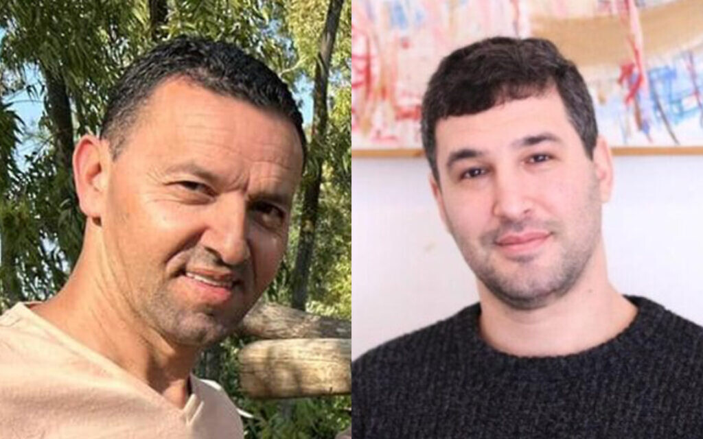 Yossi Sharabi, left, and Itay Svirsky, right, were taken hostage by terrorists on October 7 from Kibbutz Be'eri. The kibbutz  announced their death in Gaza captivity on January 16, 2024. (Courtesy)