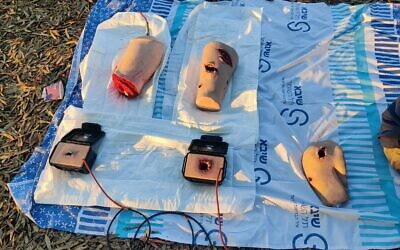 High-tech wounded 'body part' used in MSR training simulations with IDF medics on the border preparing to enter Gaza, October 2023. (Courtesy of MSR)