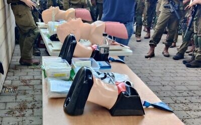 High-tech 'body parts' used in MSR training simulations with IDF medics on the border preparing to enter Gaza, October 2023. (Courtesy of MSR)
