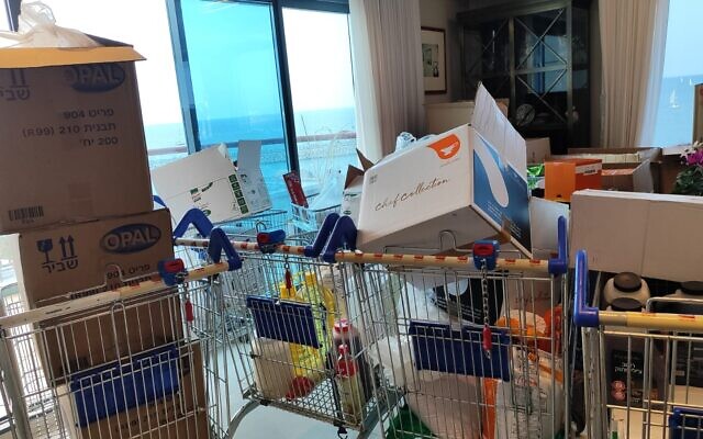 Shekoufeh 'Chicki' Elghanian's Herzliya apartment, on December 28, 2023. (Gavriel Fiske/TOI)