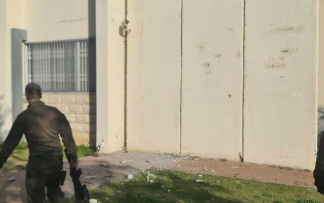 A building in Sderot was damaged by rocket fire from Gaza on January 5, 2024. (Sderot Municipality) A building in Sderot was damaged by rocket fire from Gaza on January 5, 2024. (Sderot Municipality)