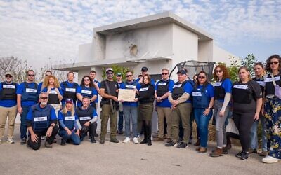 Donors and alumni of Passages tour Netiv Ha'asara on January 21, 2024. (Cade Chudy)