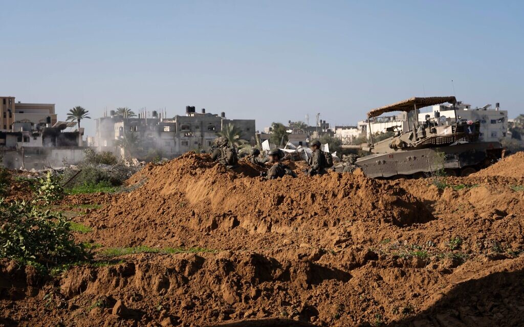 IDF troops operate inside the Gaza Strip in a handout photo released for publication on January 7, 2024. (Israel Defense Forces)
