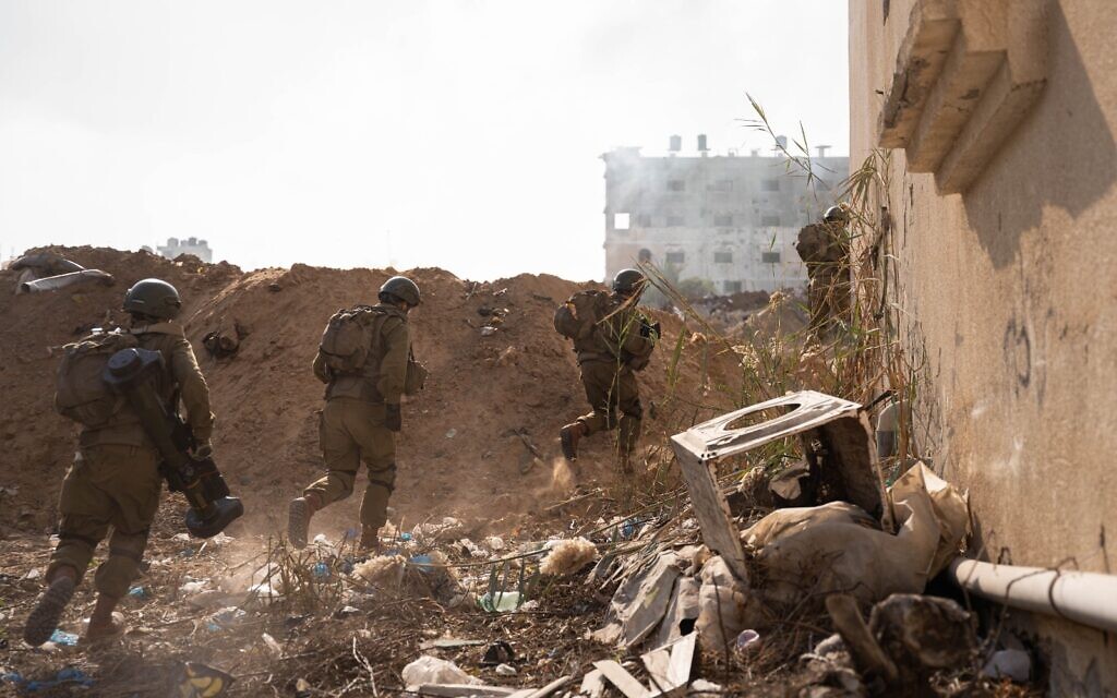 Troops of the Kfir Brigade operate in southern Gaza's Khan Younis in a handout image published January 7, 2024. (Israel Defense Forces)
