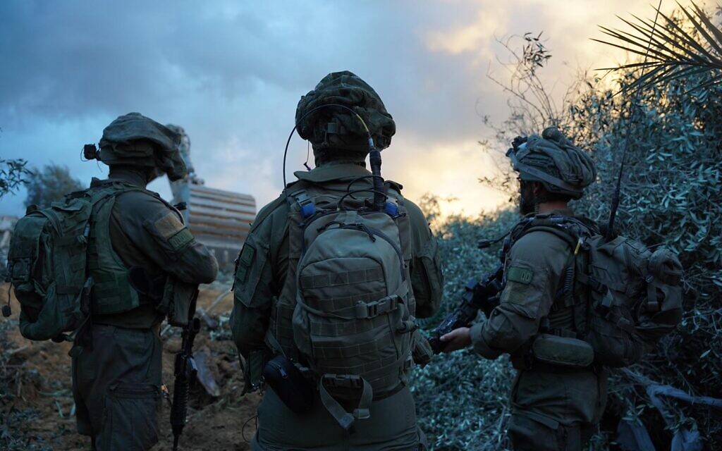 Troops operating in the Gaza Strip in an undated photo released by the military on January 17, 2024 (Israel Defense Forces)