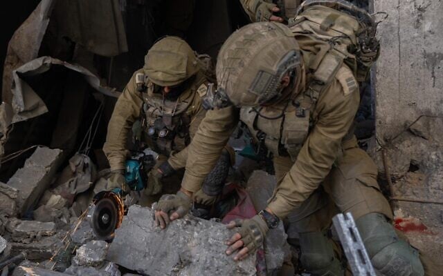 Troops operating in the Gaza Strip in an undated photo released by the military on January 27, 2024 (Israel Defense Forces)