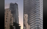 A burning apartment building on Dizengoff Street, Tel Aviv, January 18, 2024. (National Fire and Rescue Authority, Dan District)