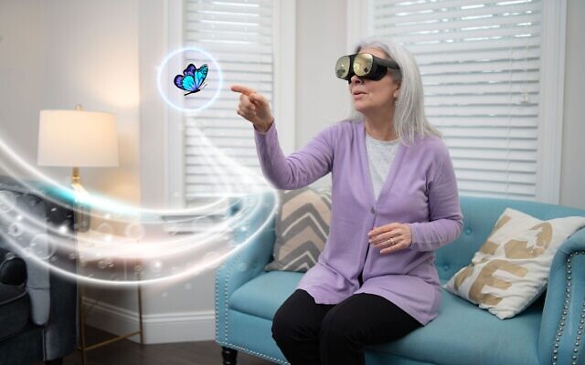 Example of how a patient performs occupational therapy while wearing XRHealth's virtual reality equipment. (Courtesy of XRHealth) Example of how a patient performs occupational therapy while wearing XRHealth's virtual reality equipment. (Courtesy of XRHealth)