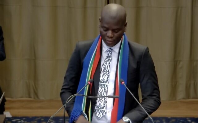 South Africa’s Justice Minister Ronald Lamola at the International Court of Justice in The Hague, January 11, 2024 (Screen grab) South Africa’s Justice Minister Ronald Lamola at the International Court of Justice in The Hague, January 11, 2024 (Screen grab)