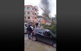 A screengrab from a video showing an alleged Israeli strike on a car in south Lebanon on January 21, 2024 (Used in accordance with Clause 27a of the Copyright Law)