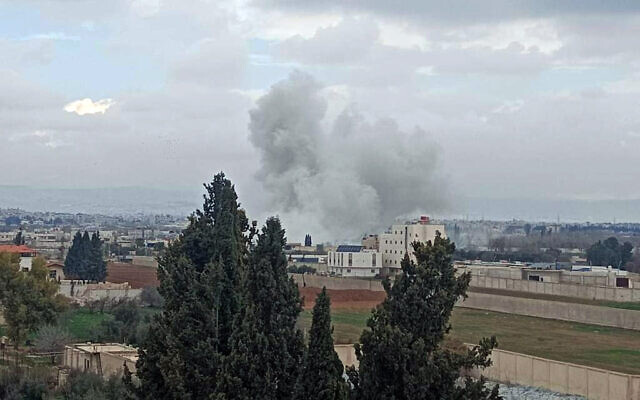 An explosion seen on the outskirts of Damascus on January 29, 2024, after a strike blamed on Israel. (Screenshot/X; used in accordance with Clause 27a of the Copyright Law) An explosion seen on the outskirts of Damascus on January 29, 2024, after a strike blamed on Israel. (Screenshot/X; used in accordance with Clause 27a of the Copyright Law)