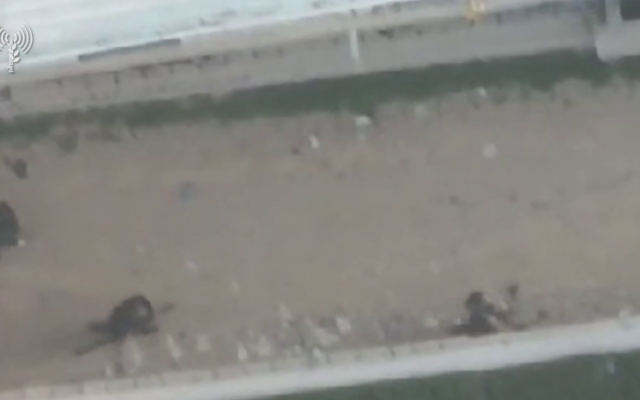 A three-man Hamas cell armed with RPGs is seen in southern Gaza's Khan Younis before being struck, in footage released by the IDF on January 26, 2024. (Israel Defense Forces) A three-man Hamas cell armed with RPGs is seen in southern Gaza's Khan Younis before being struck, in footage released by the IDF on January 26, 2024. (Israel Defense Forces)