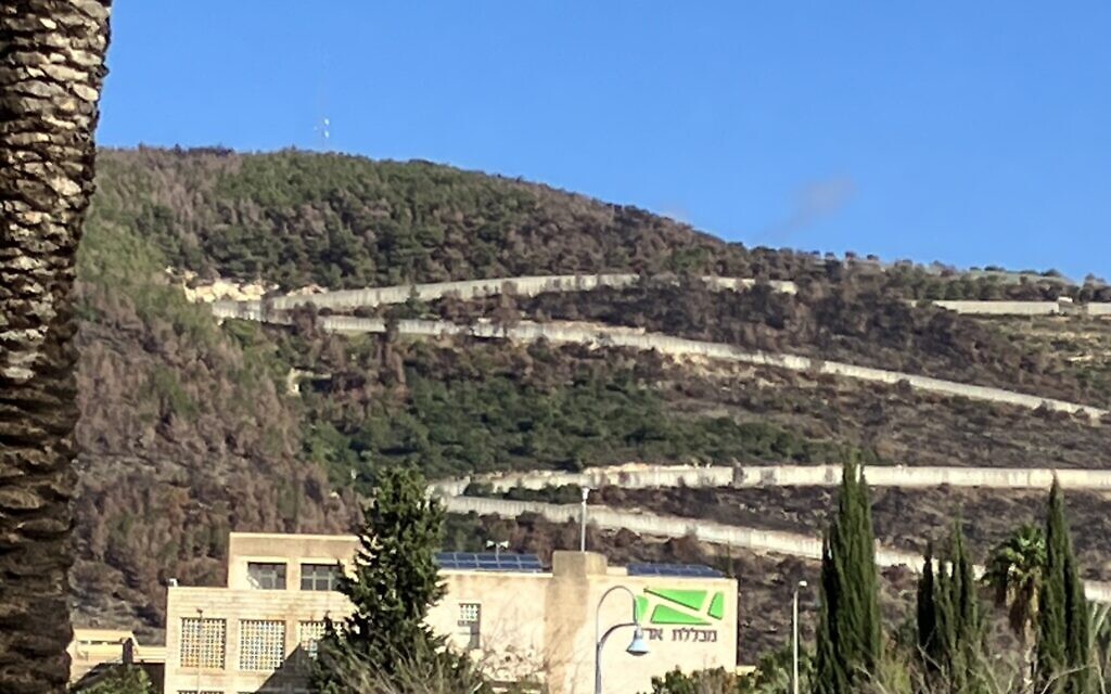 A view of the Israeli border with Lebanon near the evacuated town of Shlomi, December 2023. (Diana Bletter)