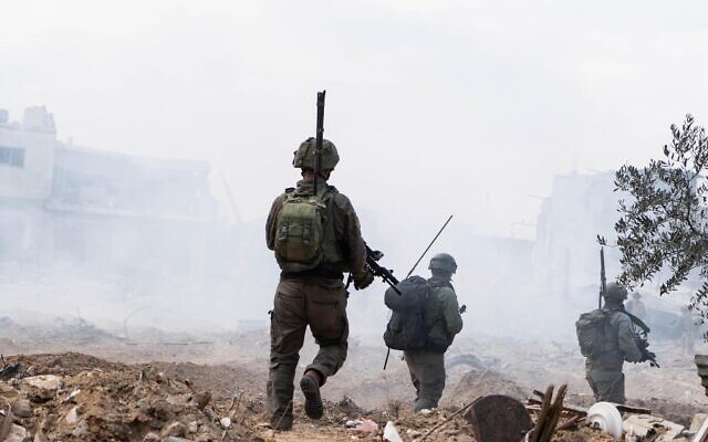 Israeli troops operating in the Gaza Strip in an undated photo released by the military on February 2, 2024 (Israel Defense Forces)