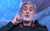 The commander of the Quds Force of the Islamic Revolutionary Guard Corps, Esmail Qaani, speaks during a ceremony marking the anniversary of the 2020 killing of Guards general Qasem Soleimani, in Tehran, Iran, on January 3, 2024. (ATTA KENARE / AFP)