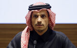 Qatar's Prime Minister Sheikh Mohammed bin Abdulrahman Al-Thani speaks during a joint press conference with US Secretary of State Antony Blinken (not pictured) as part of Blinken's weeklong trip aimed at calming tensions across the Middle East, in Doha on January 7, 2024. (Karim Jaafar/AFP)