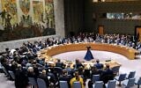 File: The United Nations Security Council meets to discuss the situation in the Middle East at UN headquarters in New York on January 23, 2024. (Charly Triballeau / AFP)