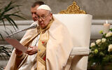 Pope Francis speaks during a mass at St Peter's basilica for the Feast of the Presentation of the Lord on February 2, 2024 in The Vatican. (Alberto Pizzoli/AFP)
