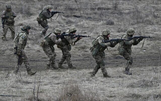 Ukrainian servicemen of the Skala battalion take part in a field military exercise in the Donetsk region on February 3, 2024, amid the Russian invasion of Ukraine. (Genya Savilov/AFP) Ukrainian servicemen of the Skala battalion take part in a field military exercise in the Donetsk region on February 3, 2024, amid the Russian invasion of Ukraine. (Genya Savilov/AFP)