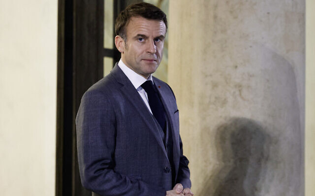 France's President Emmanuel Macron in Paris, on February 5, 2024. (Ludovic MARIN / AFP)