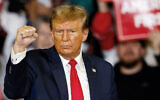 Former US president and 2024 presidential hopeful Donald Trump attends a "Get Out the Vote" Rally in Conway, South Carolina, on February 10, 2024. (Julia Nikhinson/AFP)