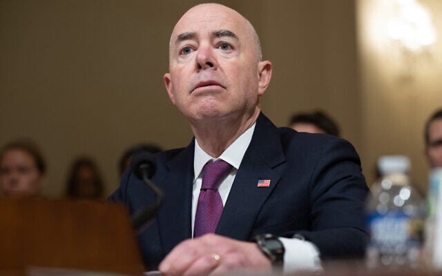 Homeland Security Secretary Alejandro Mayorkas testifies during a House Committee on Homeland Security Hearing on Worldwide Threats to the Homeland on Capitol Hill in Washington, DC, November 15, 2023. (SAUL LOEB / AFP)