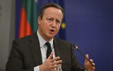 Britain's Foreign Secretary David Cameron speaks during a joint news conference after his meeting with Bulgarian Prime Minister in Sofia on February 14, 2024. (Nikolay DOYCHINOV / AFP)