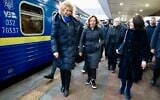 This handout picture released by the Palazzo Chigi Press Office shows Italian Prime Minister Giorgia Meloni arriving in Kyiv on February 24, 2024 to preside over a G7 virtual meeting on Ukraine on the second anniversary of the Russian invasion. (Handout/Palazzo Chigi press office/AFP)