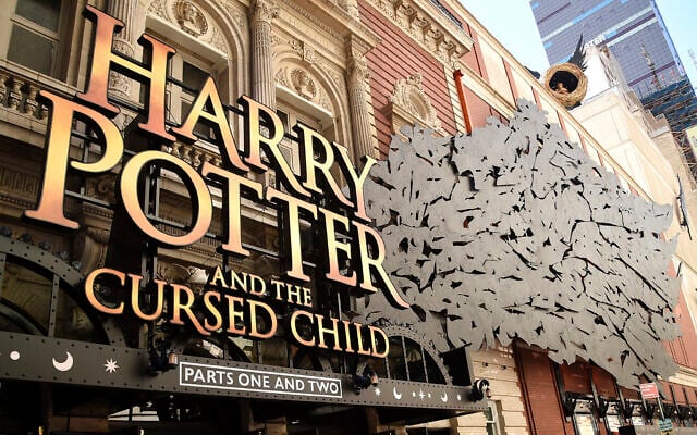 Illustrative: A sign for 'Harry Potter and the Cursed Child' hangs at the Broadway opening at the Lyric Theatre in New York, April 22, 2018. (Evan Agostini/Invision/AP, File) Illustrative: A sign for 'Harry Potter and the Cursed Child' hangs at the Broadway opening at the Lyric Theatre in New York, April 22, 2018. (Evan Agostini/Invision/AP, File)