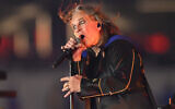 Ozzy Osbourne performing at half time during an NFL Professional Football Game between the Los Angeles Rams and Buffalo Bills on September. 8, 2021, in Inglewood, California (AP Photo/John McCoy)