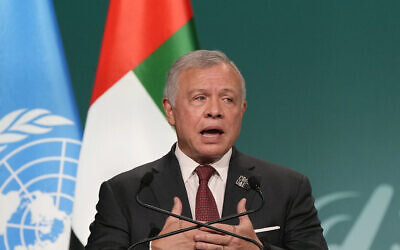 Jordan's King Abdullah II speaks during the COP28 UN Climate Summit,  in Dubai, United Arab Emirates, on December 1, 2023. (AP Photo/Peter Dejong)