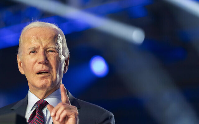 US President Joe Biden speaks at a campaign event in North Las Vegas, Nev., February 4, 2024. (Stephanie Scarbrough/AP) US President Joe Biden speaks at a campaign event in North Las Vegas, Nev., February 4, 2024. (Stephanie Scarbrough/AP)