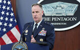 Pentagon spokesman Air Force Brig. Gen. Patrick Ryder speaks during a briefing at the Pentagon in Washington, February 5, 2024. (AP Photo/Susan Walsh)