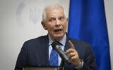 European Union's foreign policy chief Josep Borrell attends a news conference in Kyiv, Ukraine, February 7, 2024. (Efrem Lukatsky/AP)