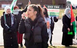 File: Lexis Zeidan yells chants to about three dozen people protesting Israel's attacks in Gaza, Thursday, Feb. 8, 2024 in Dearborn, Michigan (AP Photo/Carlos Osorio)