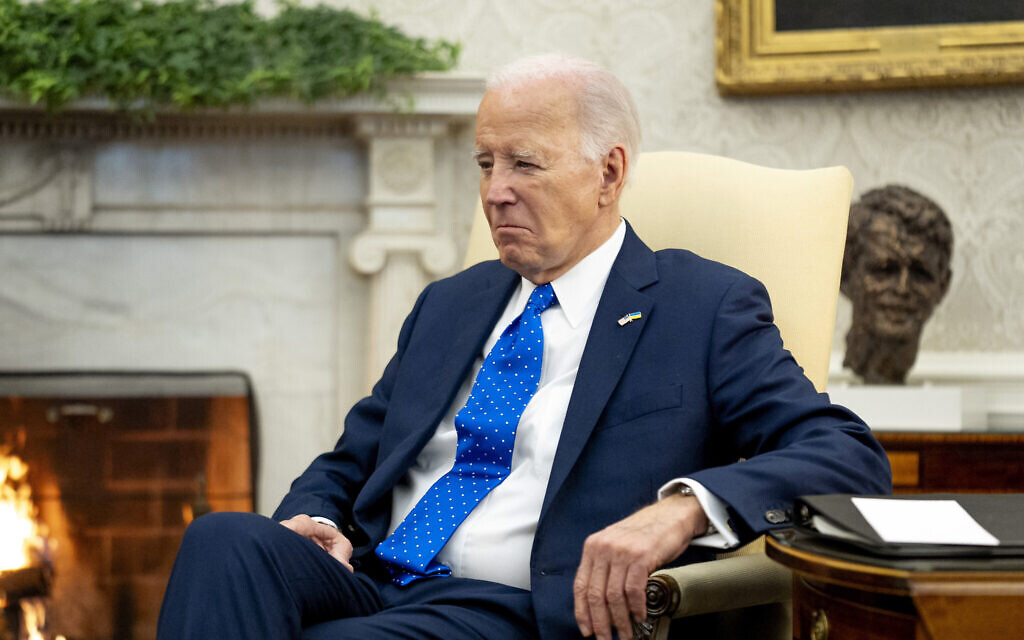 US President Joe Biden sits in the Oval Office of the White House, February 9, 2024, in Washington. (AP Photo/Andrew Harnik, File) US President Joe Biden sits in the Oval Office of the White House, February 9, 2024, in Washington. (AP Photo/Andrew Harnik, File)