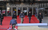 The red carpet is rolled out in front of the Berlinale Palast ahead of the Berlinale Film Festival, in Berlin, Germany, February 13, 2024. (Jens Kalaene/dpa via AP)