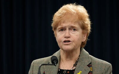 Special Envoy to Monitor and Combat Antisemitism Ambassador Deborah Lipstadt speaks during an event on Capitol Hill in Washington, February 14, 2024. (AP Photo/Susan Walsh)