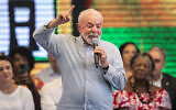 Brazil's President Luiz Inacio Lula da Silva speaks during the inauguration of the Gentileza transportation terminal in Rio de Janeiro, Brazil, February 23, 2024. (AP/Bruna Prado)