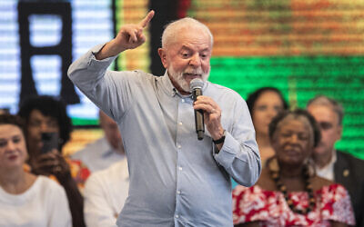 Brazil's President Luiz Inacio Lula da Silva speaks during the inauguration of the Gentileza transportation terminal in Rio de Janeiro, Brazil, February 23, 2024. (AP/Bruna Prado)