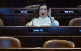Likud MK Tally Gotliv in the Knesset, in Jerusalem, on January 29, 2024. (Yonatan Sindel/ Flash90)