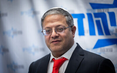 National Security Minister Itamar Ben Gvir at the Knesset in Jerusalem on February 5, 2024. (Yonatan Sindel/Flash90)