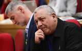 Minister Gadi Eisenkot, a war cabinet observer, attends a conference at Reichman University in Herzliya, February 6, 2024 (Tomer Neuberg/Flash90).