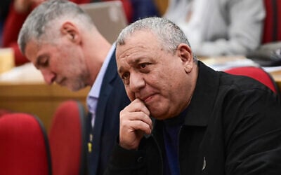 Minister Gadi Eisenkot, a war cabinet observer, attends a conference at Reichman University in Herzliya, February 6, 2024 (Tomer Neuberg/Flash90).